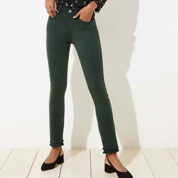 LOFT Denim - LOFT dark green double frayed crop jeans